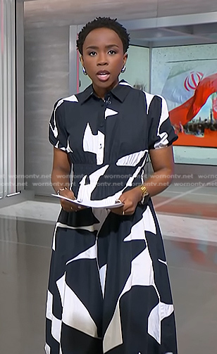 Zinhle's black print shirtdress on NBC News Daily