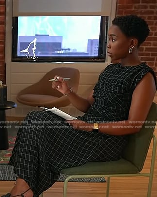 Zinhle's black grid check dress on NBC News Daily
