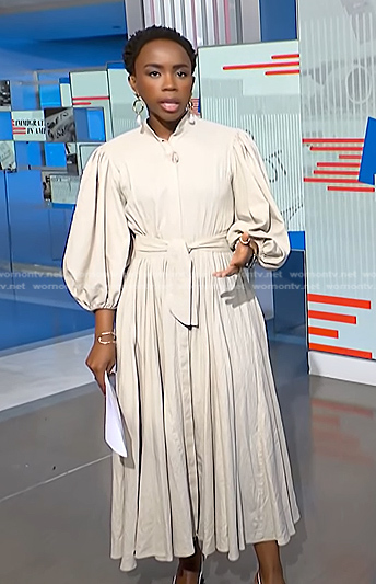 Zinhle's ivory puff sleeve shirtdress on NBC News Daily