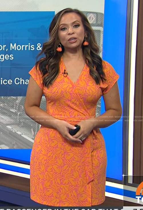 Adelle's orange floral print wrap dress on Today