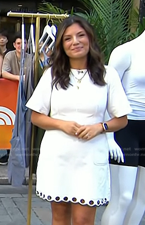 Adrianna's white scalloped mini dress on Today