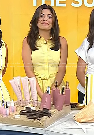 Adrianna's yellow tie waist sleeveless shirtdress on Today