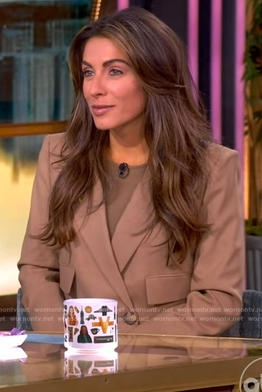 Alyssa's brown cropped blazer and pants on The View
