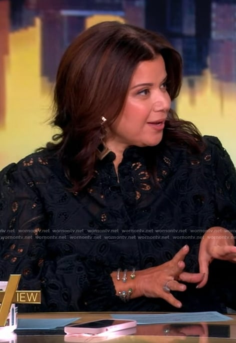 Ana's black lace blouse on The View