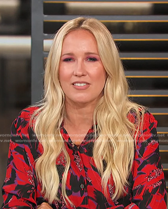 Anna Camp's red print blouse on Access Hollywood