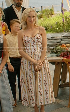 Bess's white floral stripe midi dress on We Were Liars