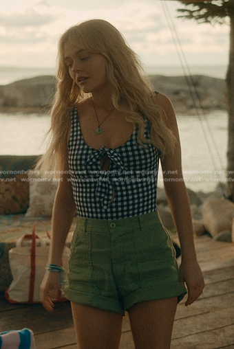 Cadence's black gingham check swimsuit on We Were Liars