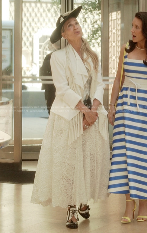Carrie's white lace dress on And Just Like That