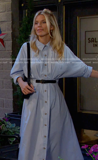 Cat's blue belted shirtdress on Days of our Lives