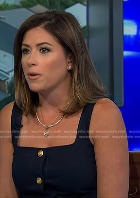 Chloe Melas's navy square neck vest and skirt on NBC News Daily
