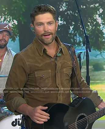 Chris Lane's brown suede western shirt on Today