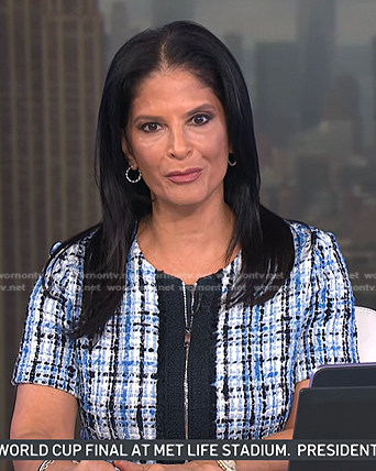 Darlene's blue tweed zip dress on Today
