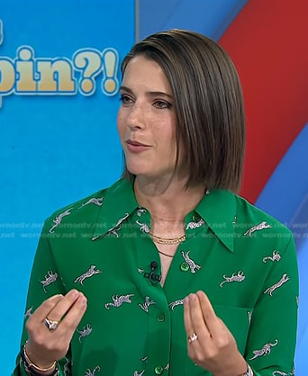 Daryn Carp's green animal print shirt on Today