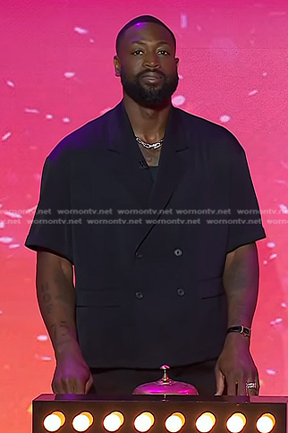 Dwyane Wade's black double breasted short sleeve shirt on Today