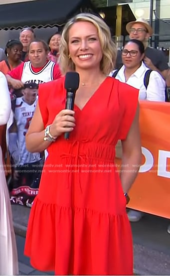 Dylan's red tie waist v-neck dress on Today