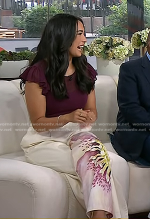 Emilie's white floral pants on Today