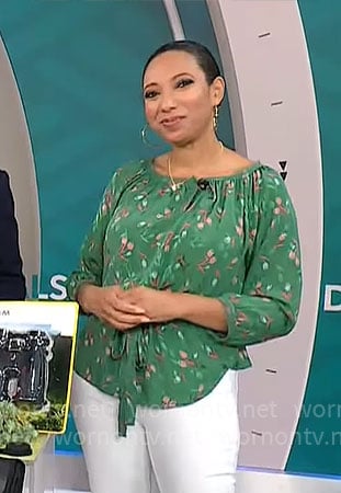 Gabrielle Kerr's green floral top on CBS Mornings
