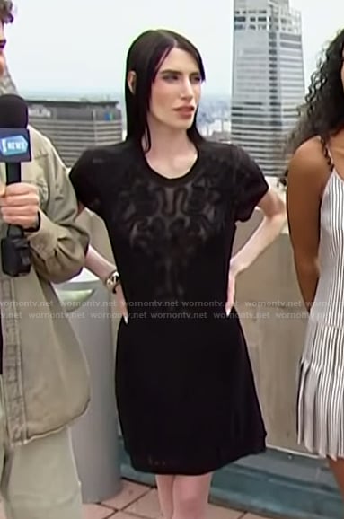 Georgia's black lace mini dress on E! News
