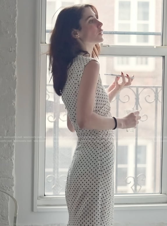Georgia's white polka dot print dress on Next Gen NYC