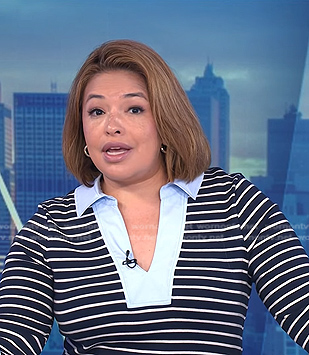 Gilma Avalos's navy stripe dress on Today