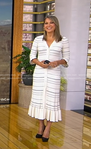 Ginger's white striped knit dress on Good Morning America