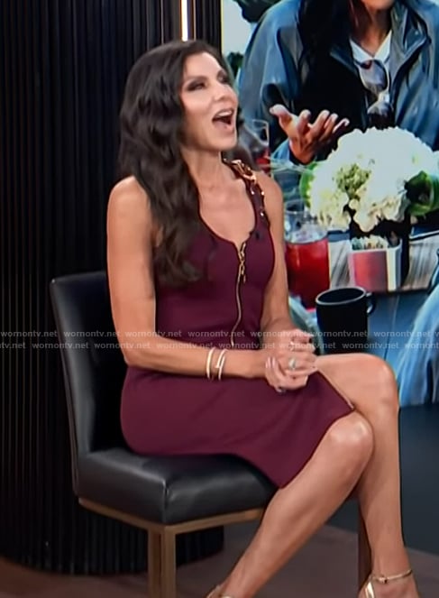 Heather Dubrow's burgundy buckle detail dress on E! News
