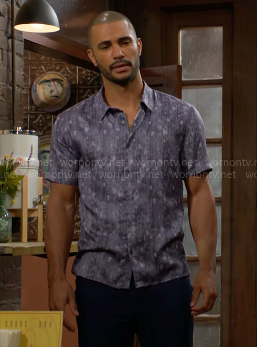 Holden's blue printed shirt on The Young and the Restless
