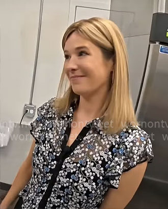 Jackie Kostek's floral embroidered top on CBS Mornings