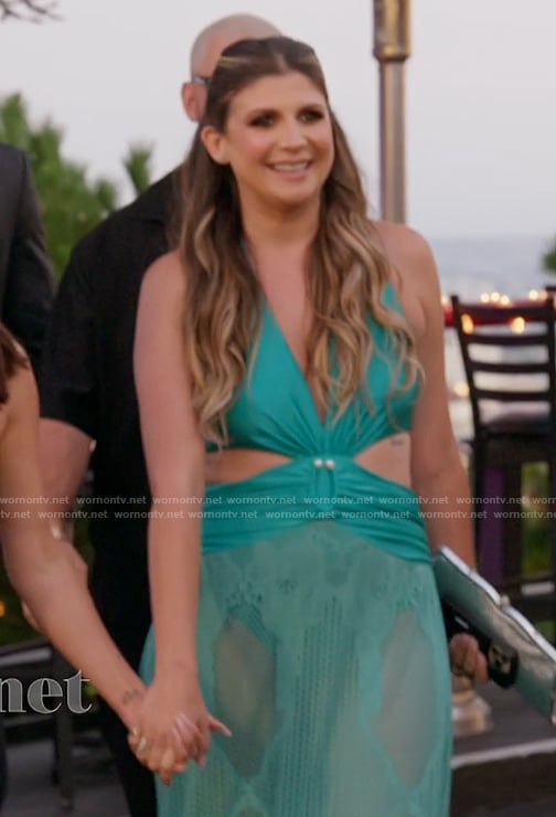 Janet's blue cutout maxi dress on The Valley