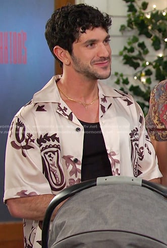 Javi's ivory print short sleeve shirt on Days of our Lives