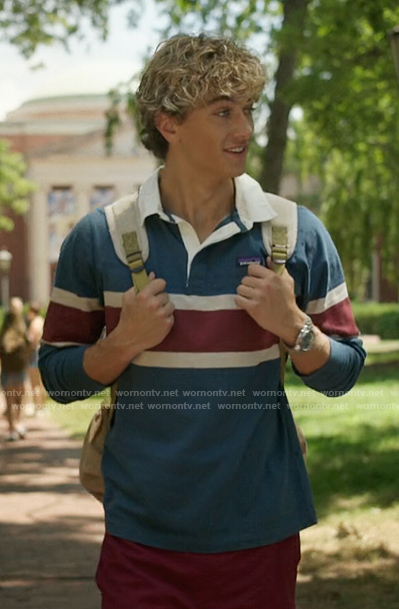 Jeremiah Fisher's blue stripe rugby polo on The Summer I Turned Pretty