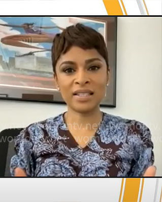 Jericka Duncan's floral ruched dress on CBS Mornings
