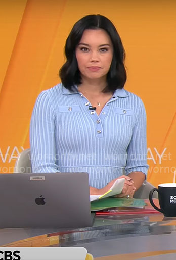 Jo Ling Kent's blue knit dress on CBS Mornings