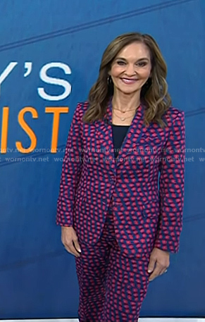 Joy's navy floral blazer and pant suit on Today