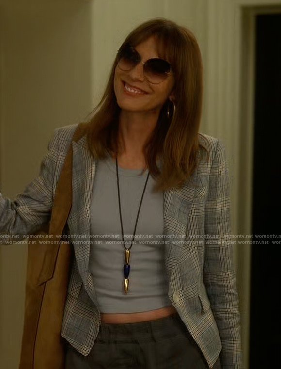 Joy's plaid cropped blazer on And Just Like That