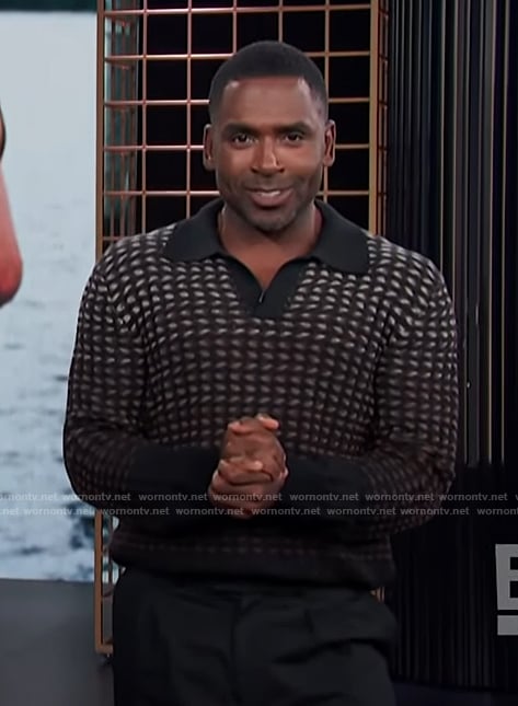 Justin's contrast knit polo sweater on E! News