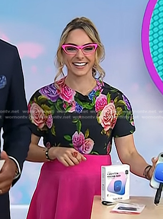 Katie Linendoll's black floral print top on Today