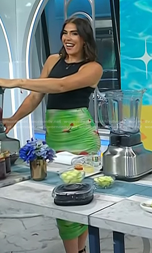 Katie Stilo's green floral ruched skirt on Today