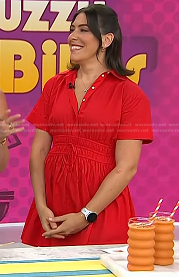 Katie Stilo's red smocked waist shirtdress on Today