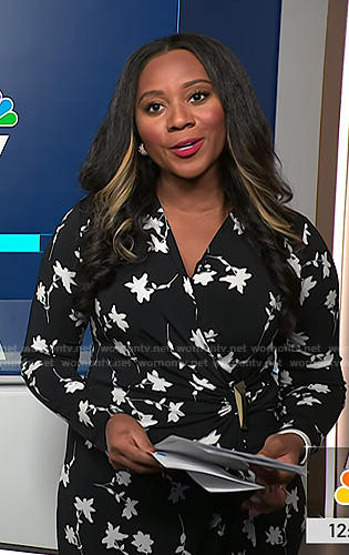 Kay Angrum’s black floral wrap dress on NBC News Daily