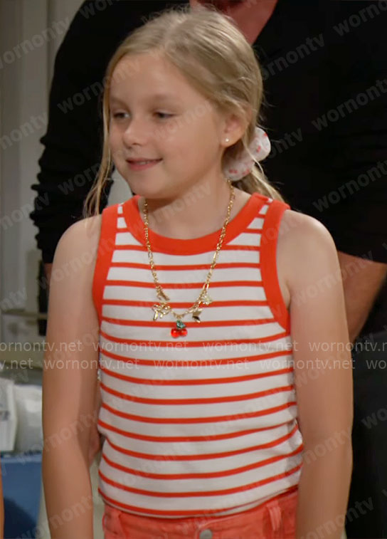 Kelly's red striped tank top on The Bold and the Beautiful