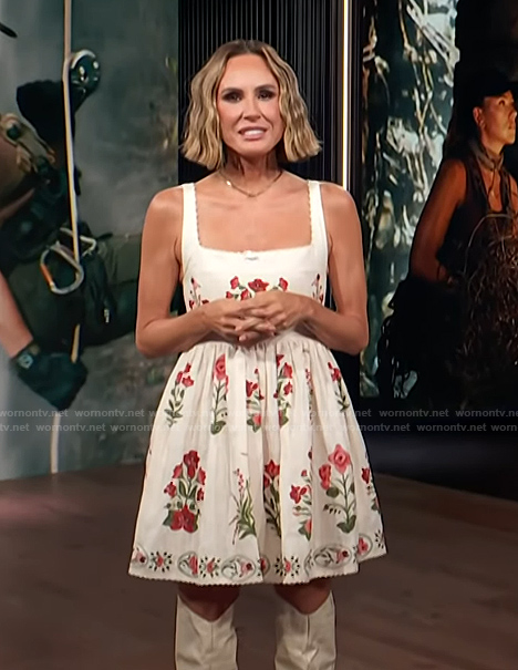 Keltie's white floral print linen dress on E! News