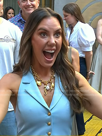 Kendra Scott's blue vest top and necklace on Today