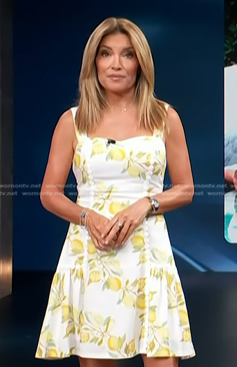 Kit's white lemon print mini dress on Access Hollywood