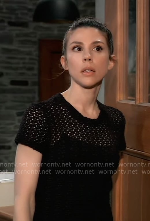 Kristina's black crochet top on General Hospital