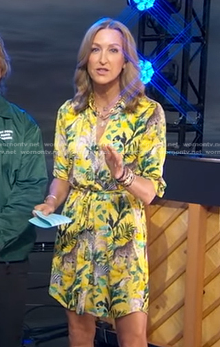 Lara's yellow animal print shirtdress on Good Morning America