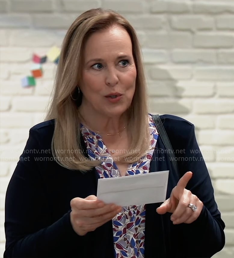 Laura's leaf print blouse on General Hospital