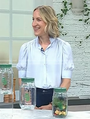 Lauren Iannotti's blue puff sleeve blouse on Today