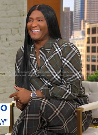Law Roach’s brown plaid shirt and pants on Good Morning America