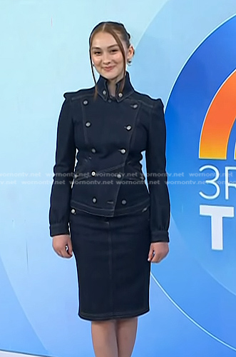 Lola Tung's deni jacket and skirt on Today